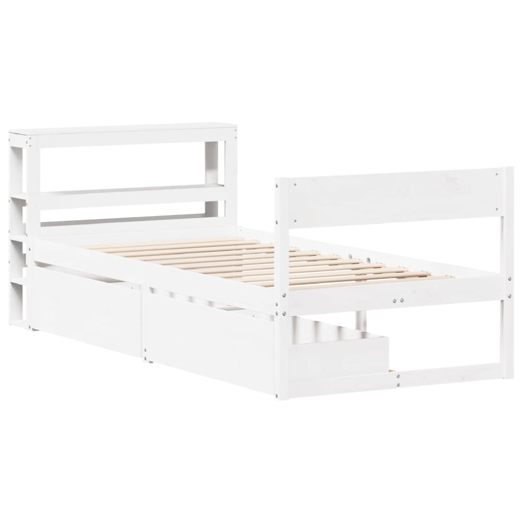 vidaXL Rama łóżka bez materaca, biała, 90x200 cm, lite drewno sosnowe