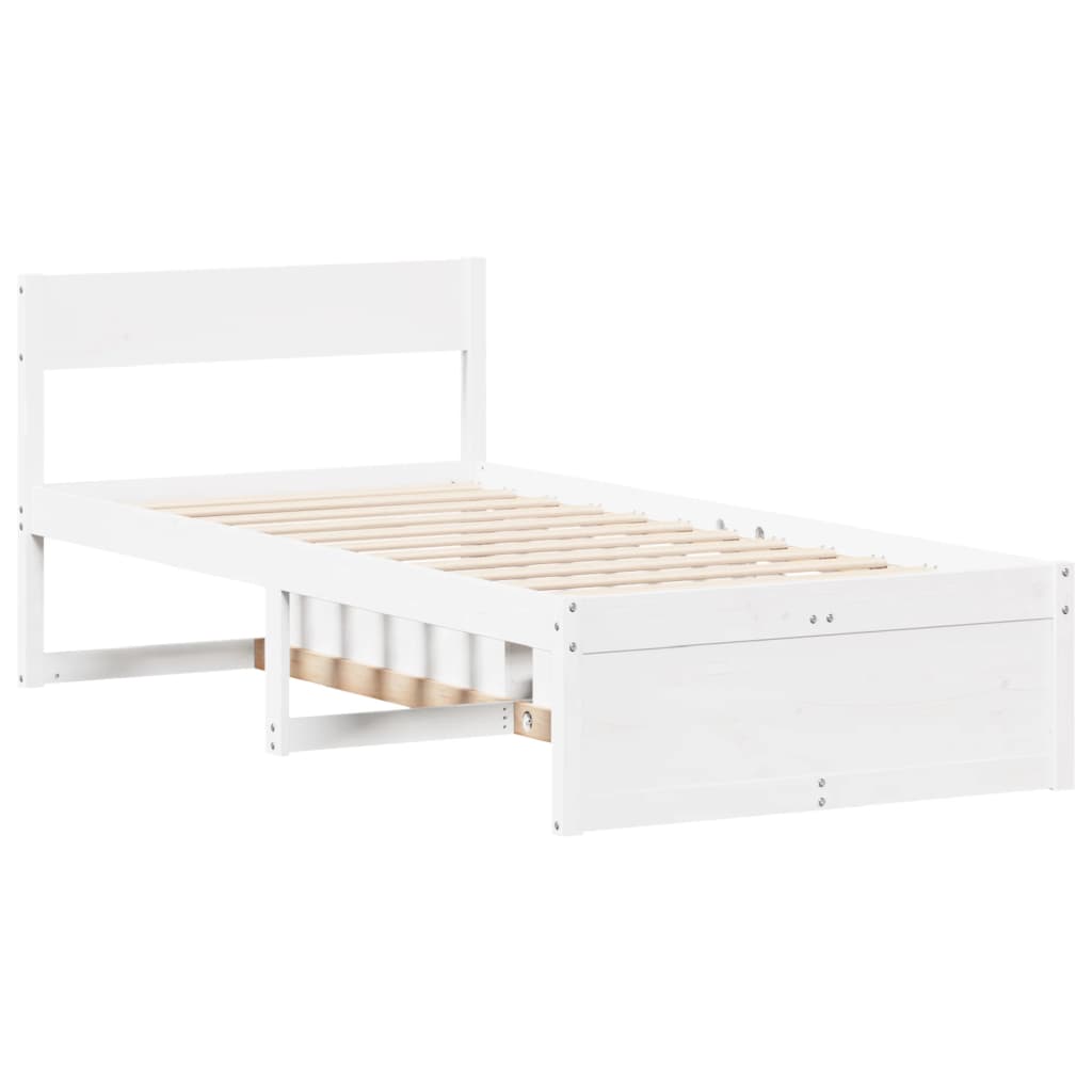 vidaXL Rama łóżka bez materaca, biała, 90x200 cm, lite drewno sosnowe