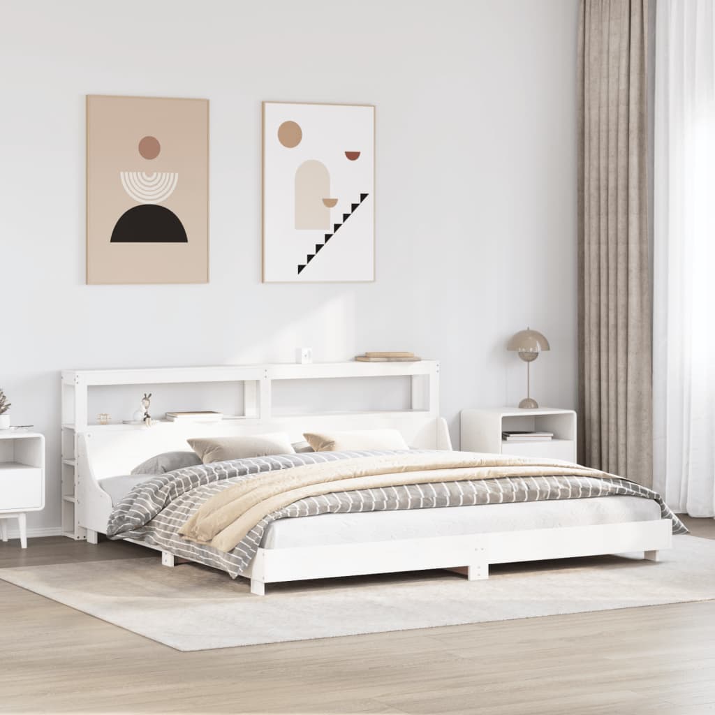 vidaXL Rama łóżka bez materaca, biała, 180x200 cm, lite drewno sosnowe