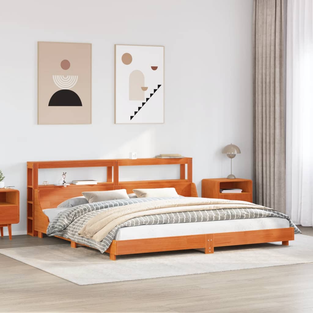 vidaXL Rama łóżka bez materaca, woskowy brąz, 180x200 cm, lita sosna