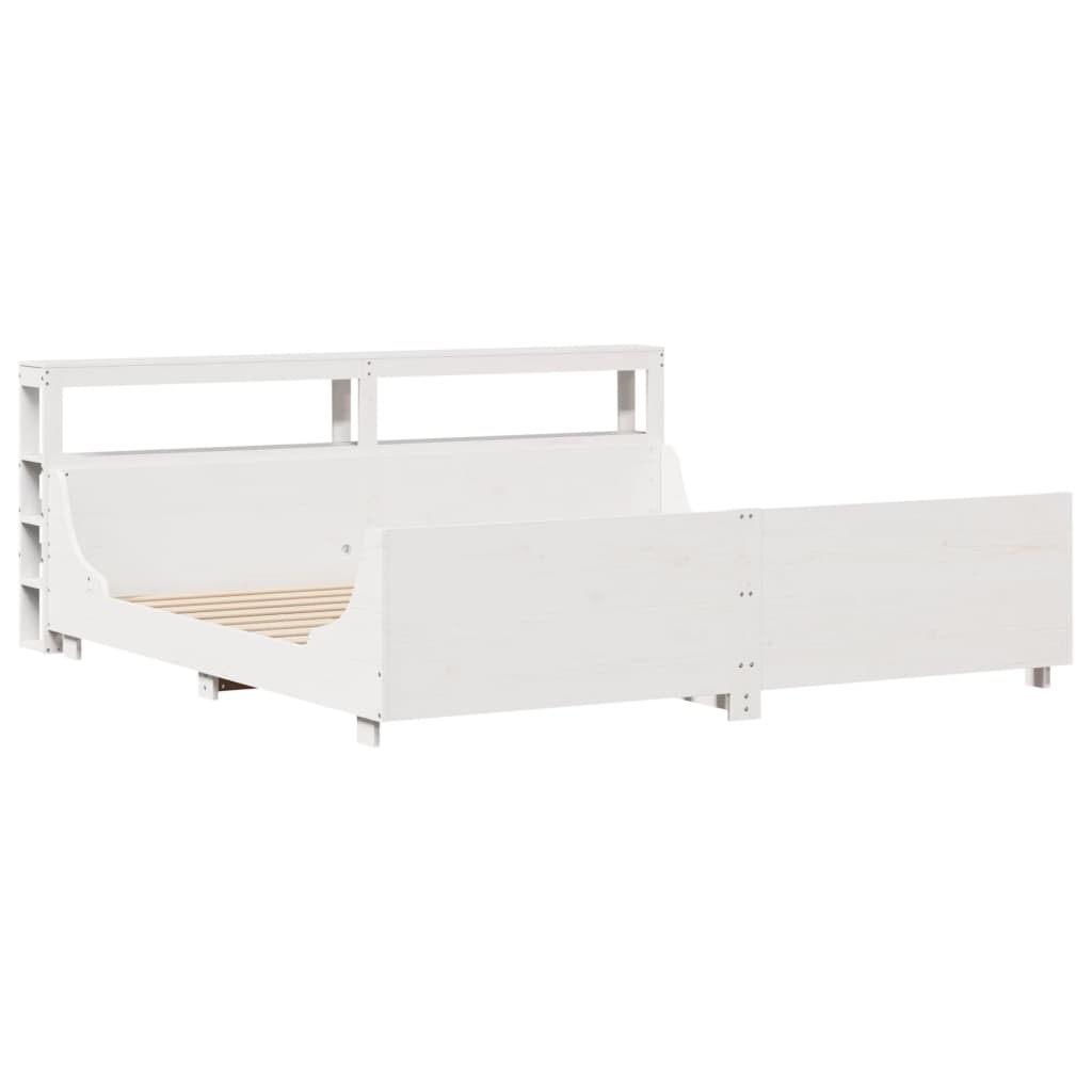 vidaXL Łóżko bez materaca, białe, 200x200 cm, lite drewno sosnowe