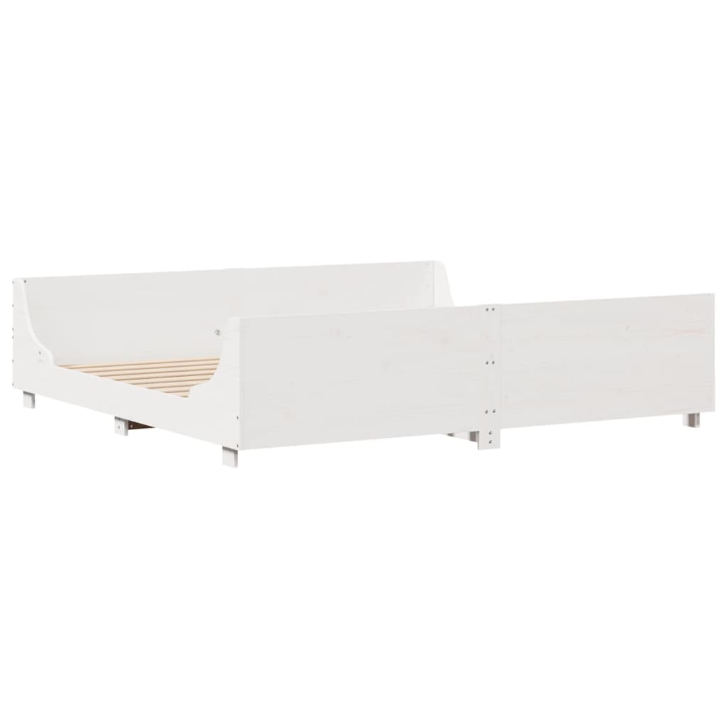 vidaXL Łóżko bez materaca, białe, 200x200 cm, lite drewno sosnowe