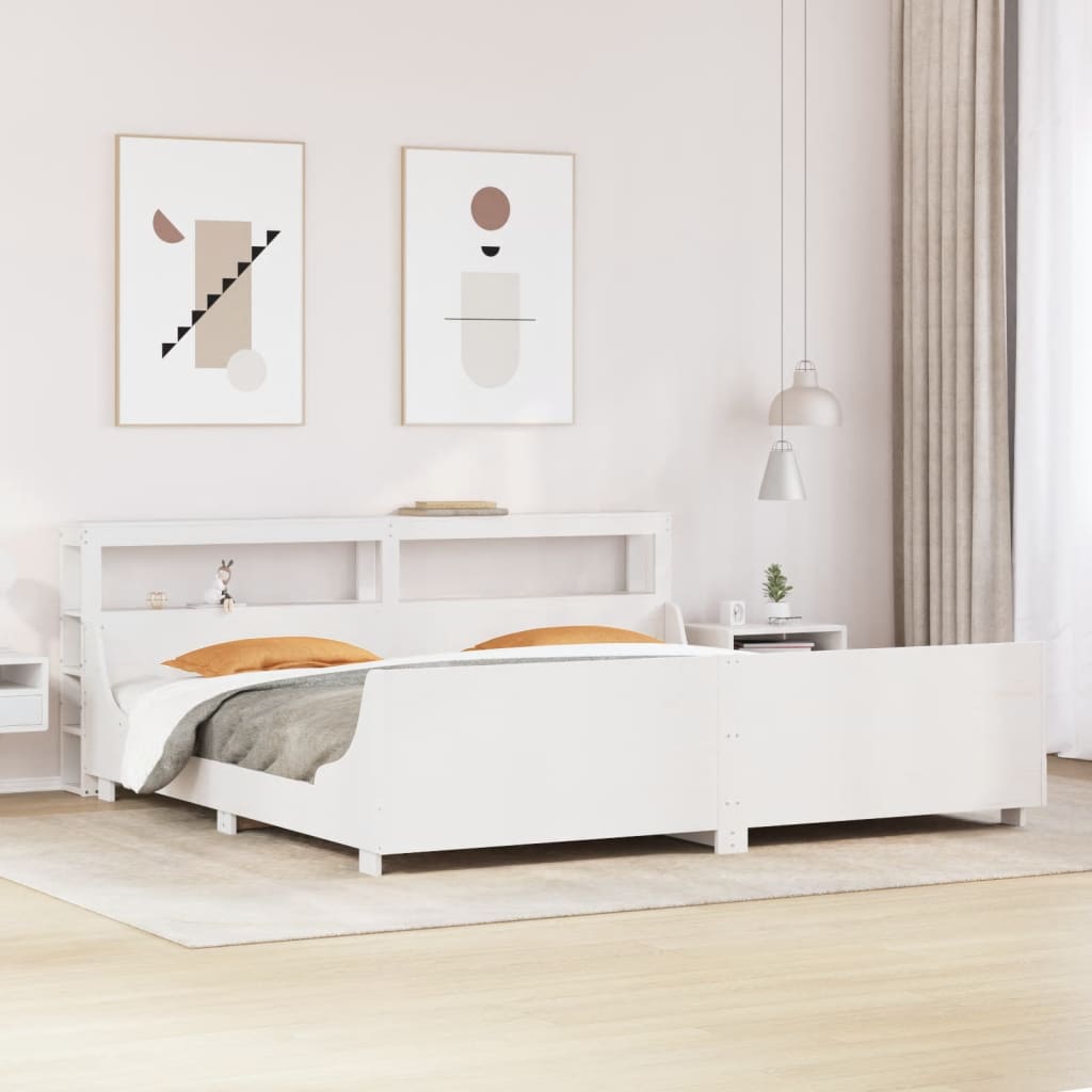 vidaXL Łóżko bez materaca, białe, 200x200 cm, lite drewno sosnowe