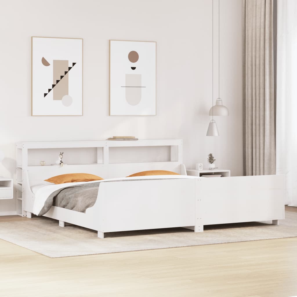vidaXL Rama łóżka bez materaca, biała, 180x200 cm, lite drewno sosnowe