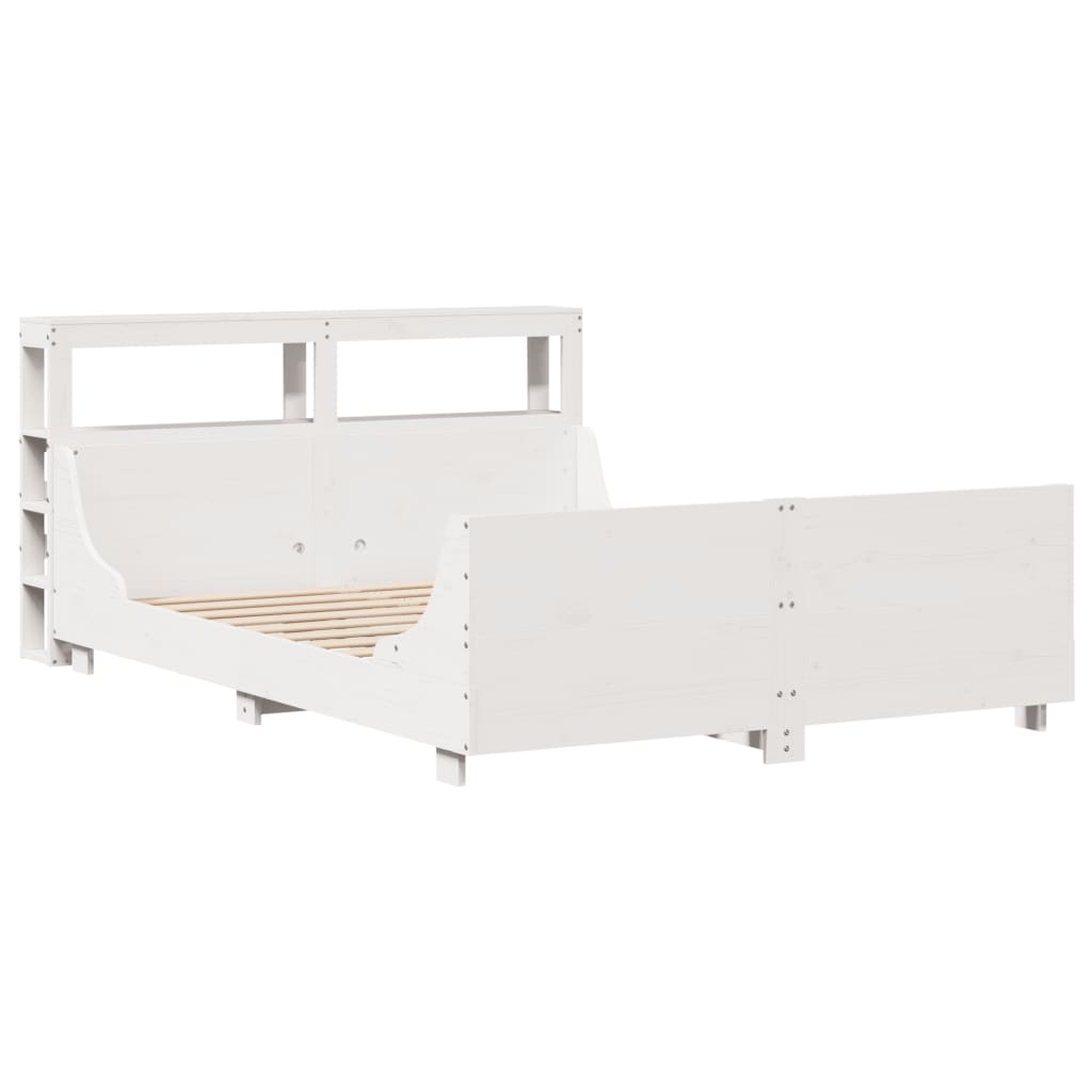 vidaXL Rama łóżka bez materaca, biała, 140x190 cm, lite drewno sosnowe