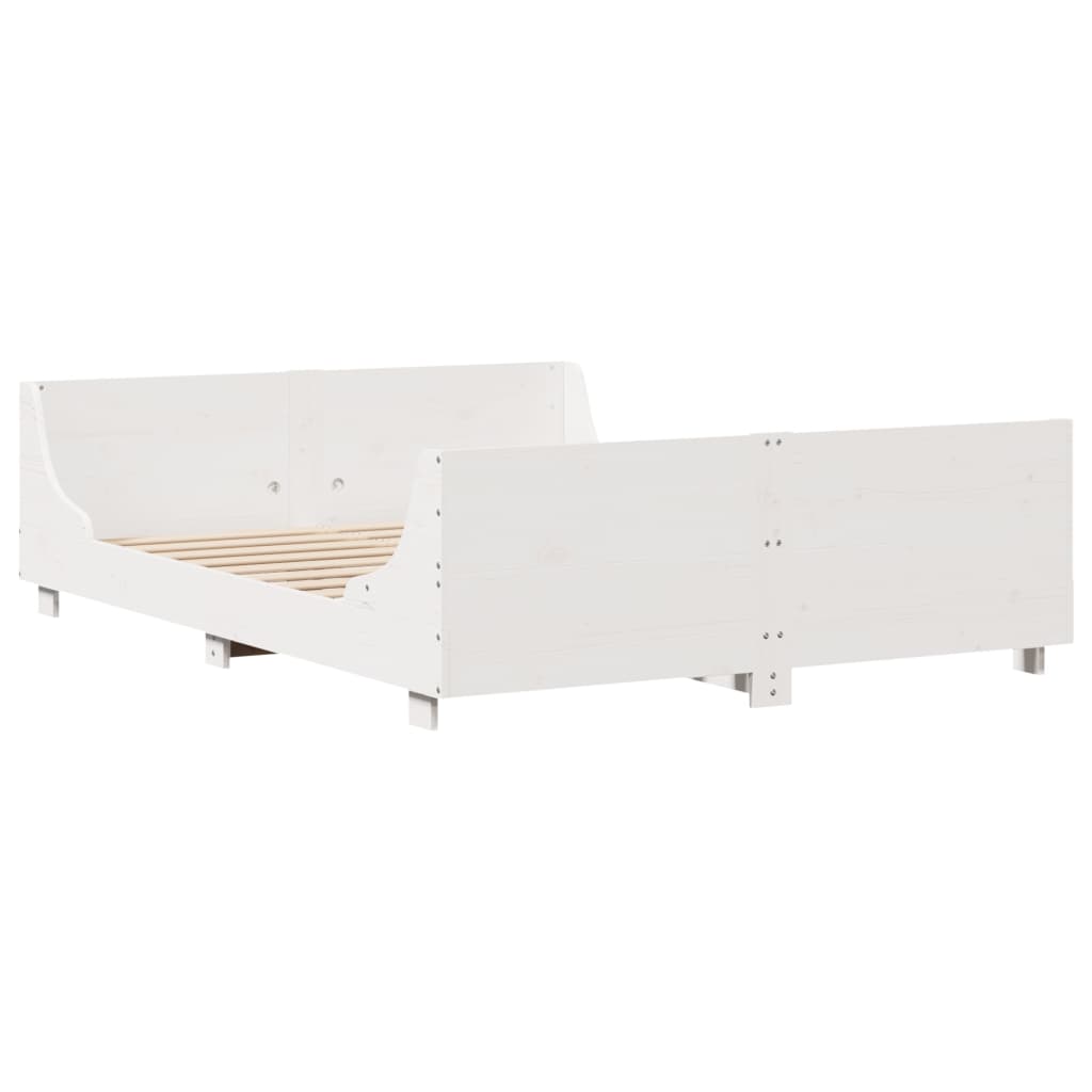 vidaXL Rama łóżka bez materaca, biała, 140x190 cm, lite drewno sosnowe