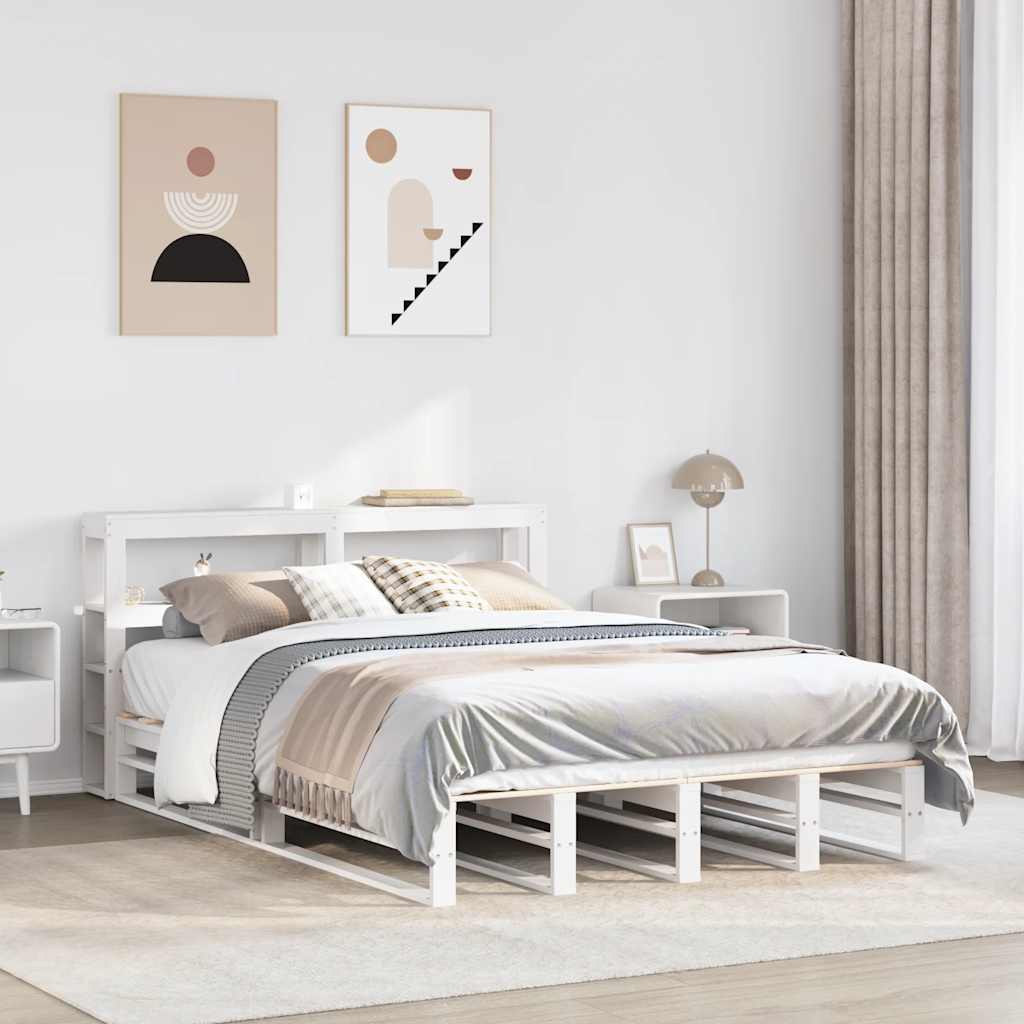 vidaXL Rama łóżka bez materaca, biała, 120x200 cm, drewno sosnowe