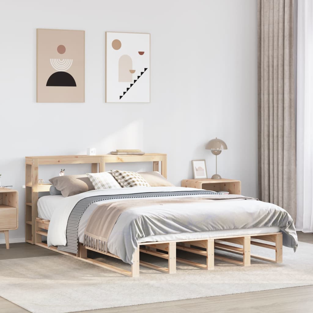 vidaXL Rama łóżka bez materaca, 140x200 cm, lite drewno sosnowe