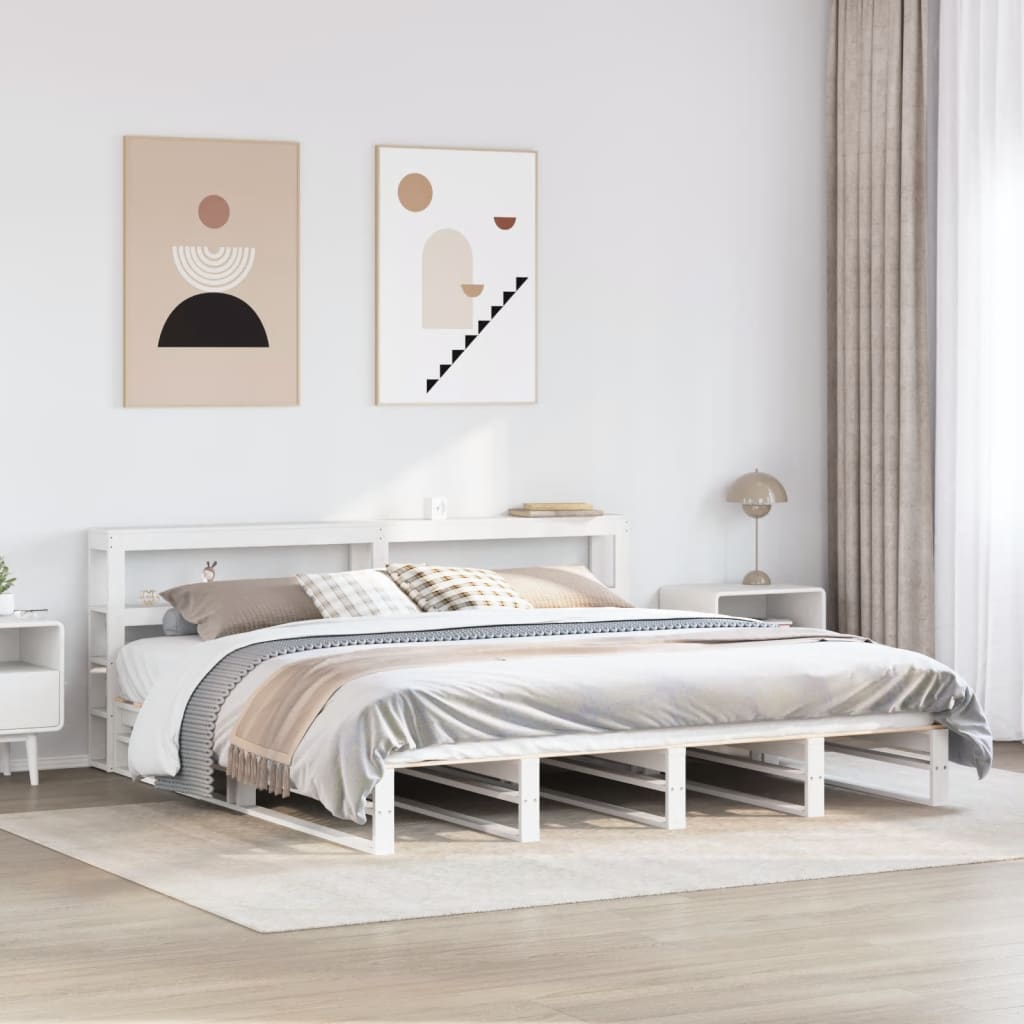 vidaXL Rama łóżka bez materaca, biała, 180x200 cm, lite drewno sosnowe