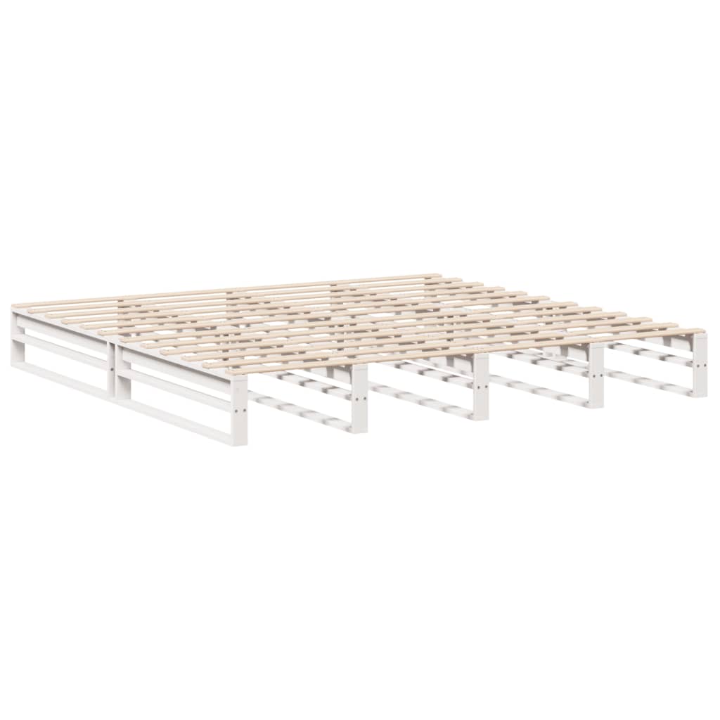 vidaXL Łóżko bez materaca, białe, 200x200 cm, lite drewno sosnowe