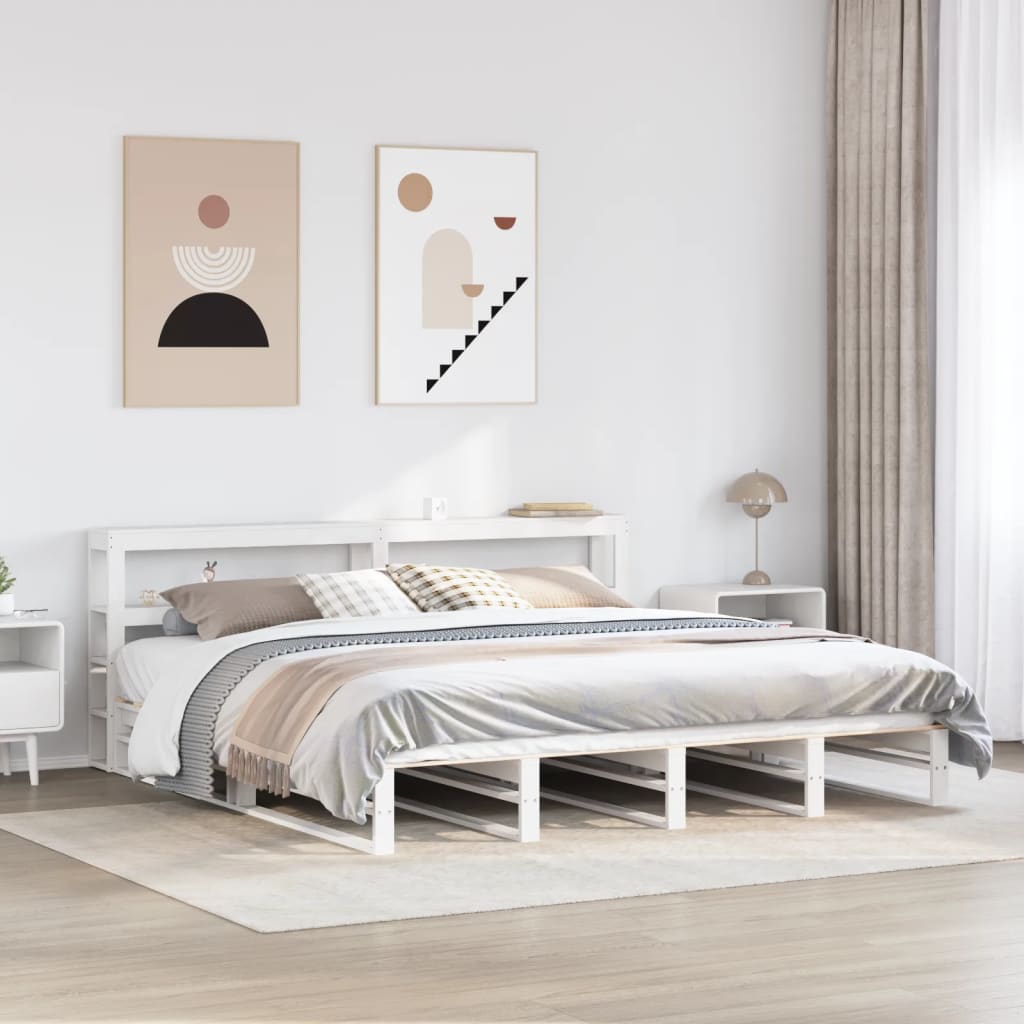 vidaXL Łóżko bez materaca, białe, 200x200 cm, lite drewno sosnowe