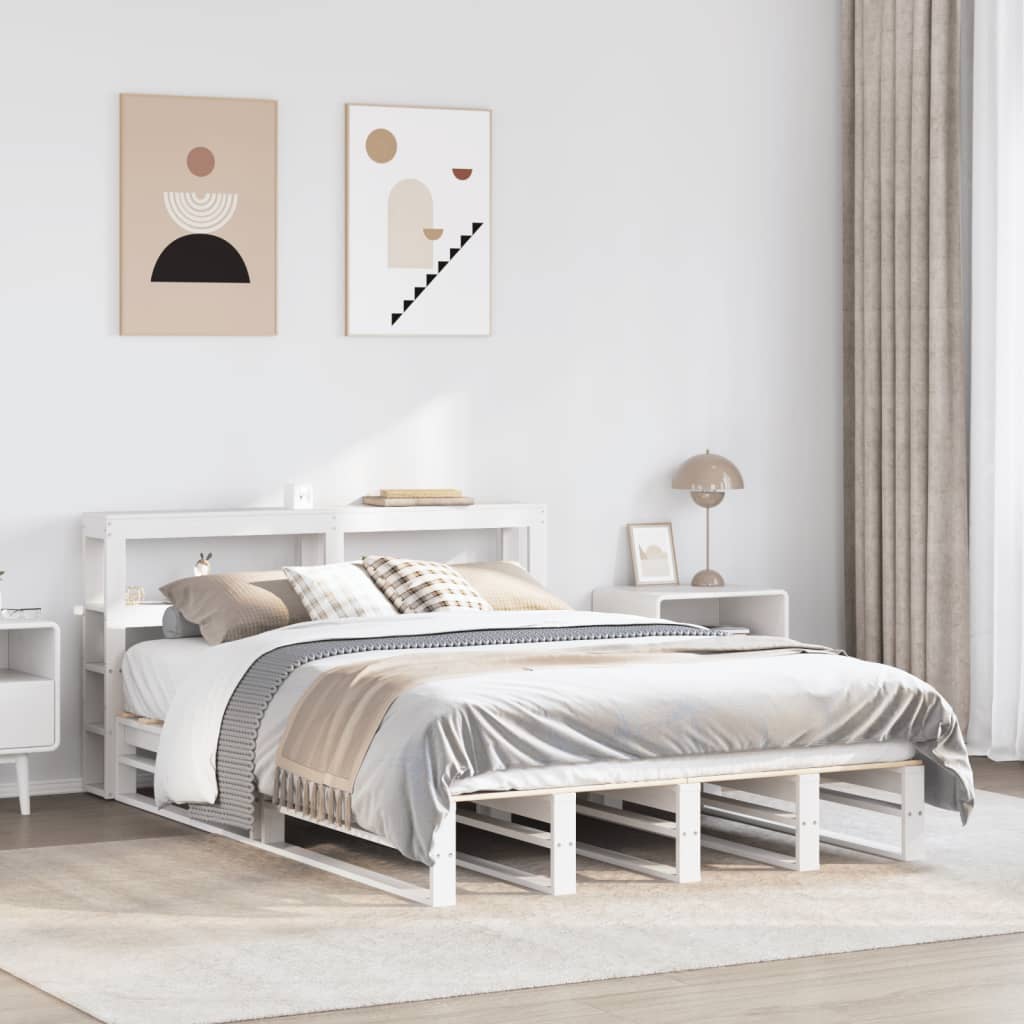 vidaXL Rama łóżka bez materaca, biała, 120x190 cm, lite drewno sosnowe