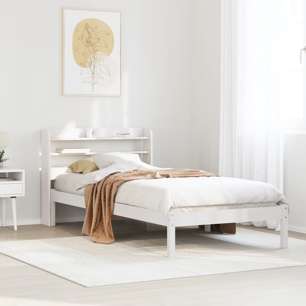 vidaXL Rama łóżka bez materaca, biała, 90x190 cm, lite drewno sosnowe