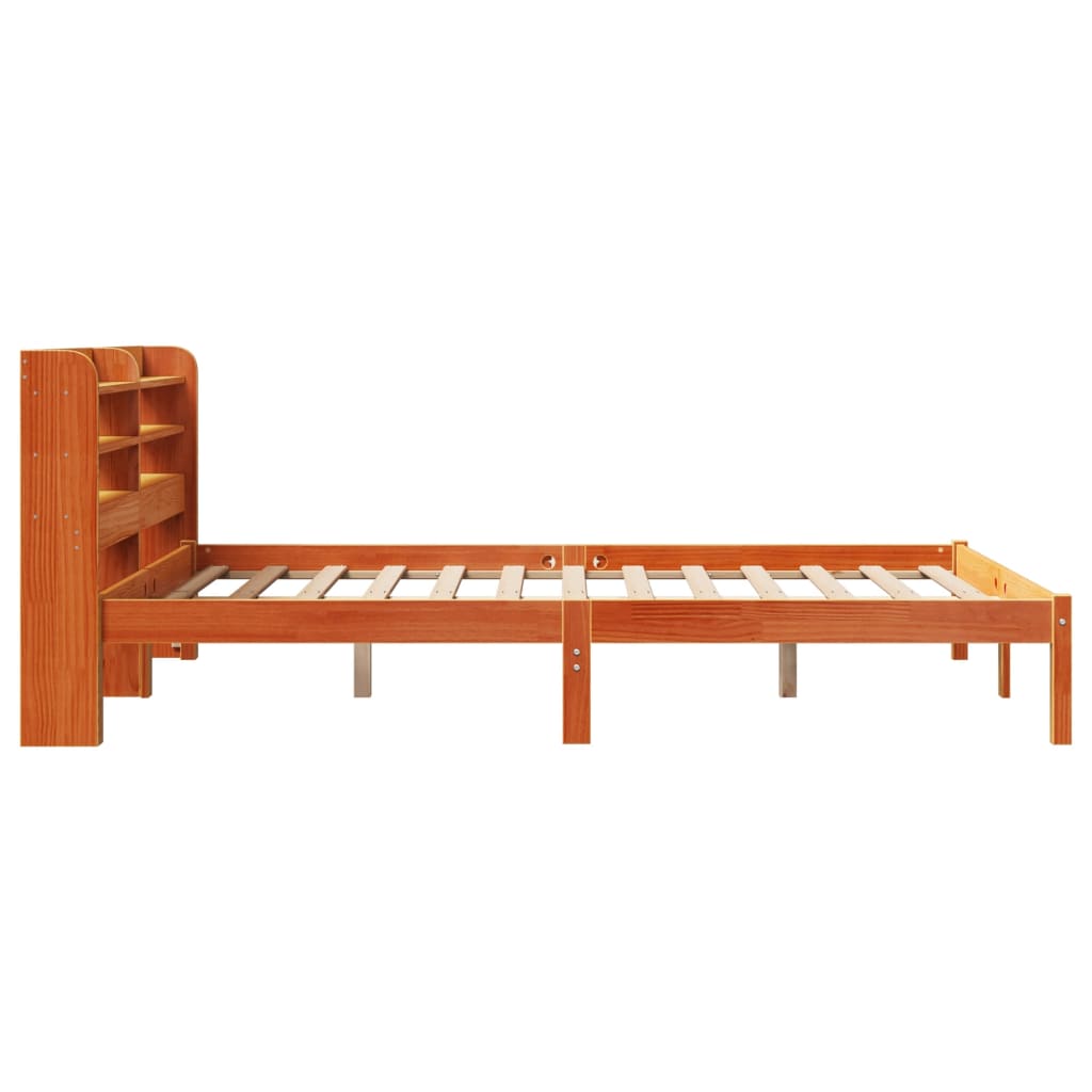 vidaXL Rama łóżka z wezgłowiem, woskowy brąz, 135x190 cm, sosnowa