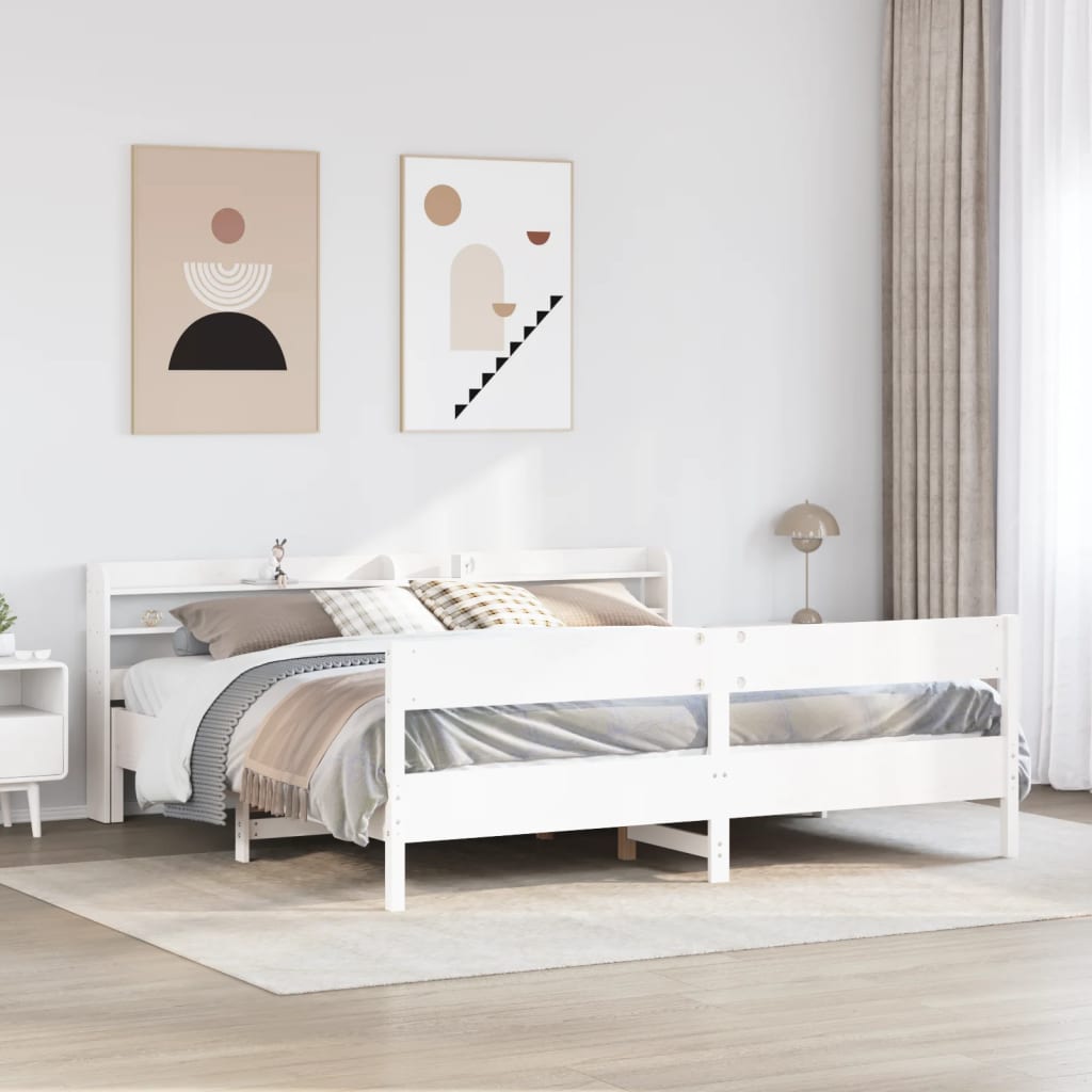 vidaXL Łóżko bez materaca, białe, 200x200 cm, lite drewno sosnowe