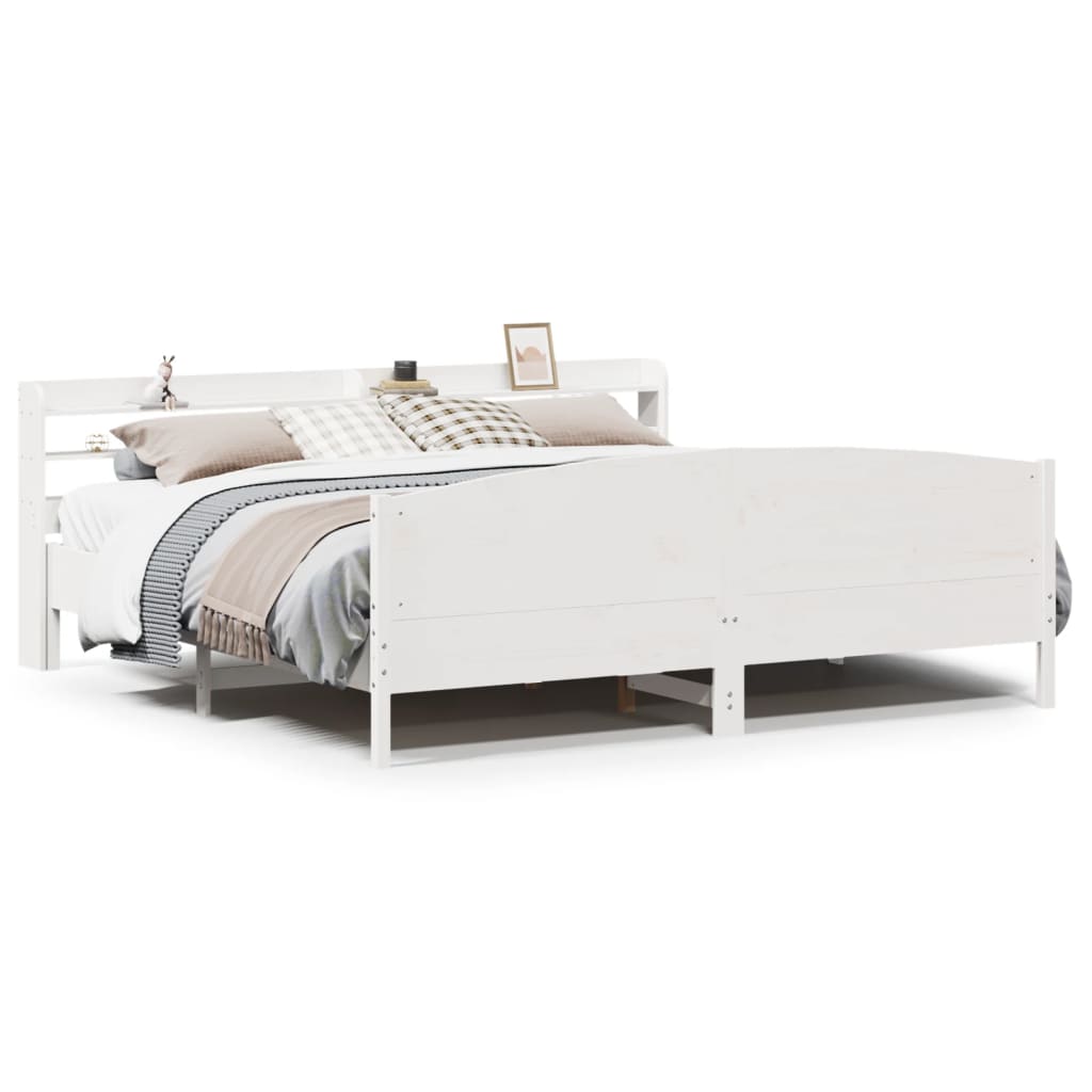 vidaXL Łóżko bez materaca, białe, 200x200 cm, lite drewno sosnowe