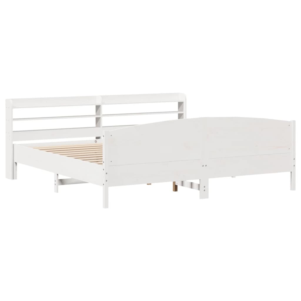 vidaXL Łóżko bez materaca, białe, 200x200 cm, lite drewno sosnowe