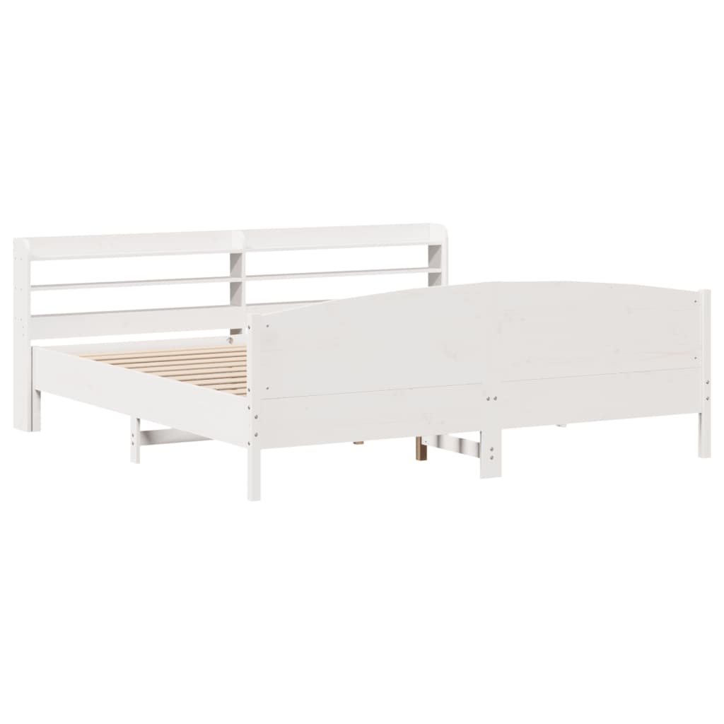 vidaXL Rama łóżka bez materaca, biała, 180x200 cm, lite drewno sosnowe