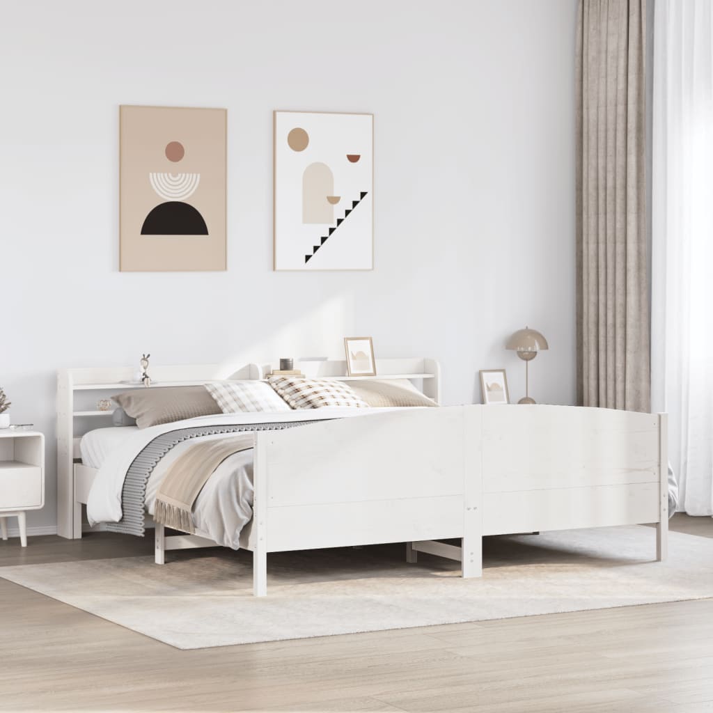vidaXL Rama łóżka bez materaca, biała, 180x200 cm, lite drewno sosnowe