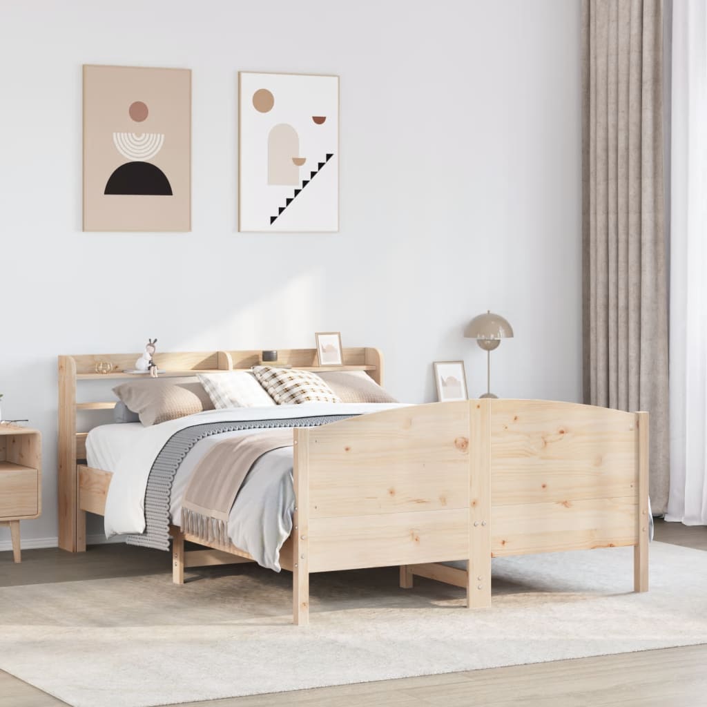 vidaXL Rama łóżka bez materaca, 150x200 cm, lite drewno sosnowe