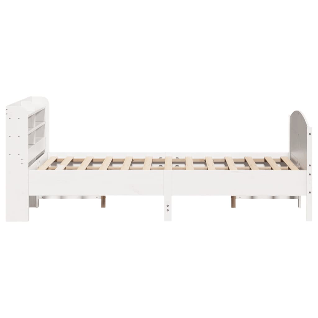 vidaXL Rama łóżka bez materaca, biała, 150x200 cm, lite drewno sosnowe