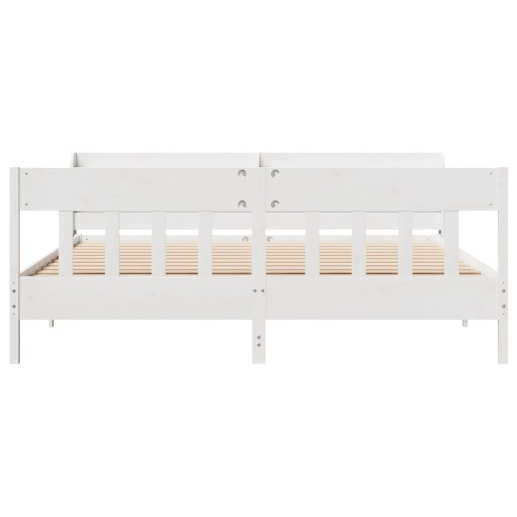 vidaXL Łóżko bez materaca, białe, 200x200 cm, lite drewno sosnowe