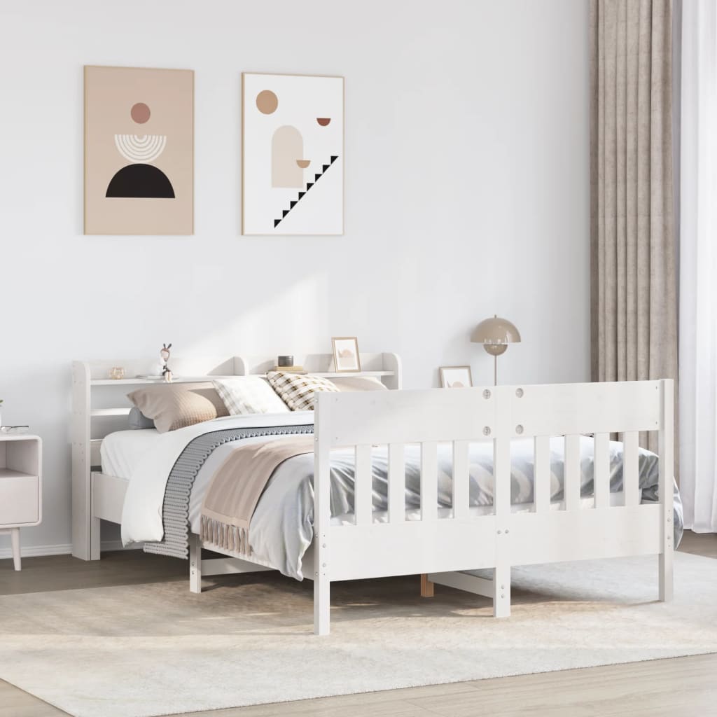 vidaXL Rama łóżka bez materaca, biała, 160x200 cm, lite drewno sosnowe