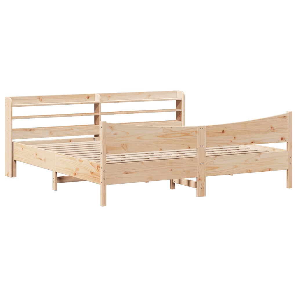 vidaXL Rama łóżka z wezgłowiem, 200x200 cm, lite drewno sosnowe
