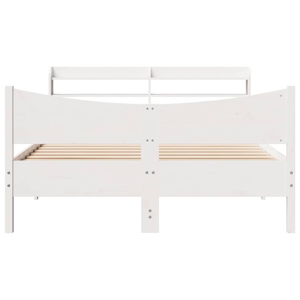 vidaXL Rama łóżka z wezgłowiem, biała, 150x200 cm, lite drewno sosnowe