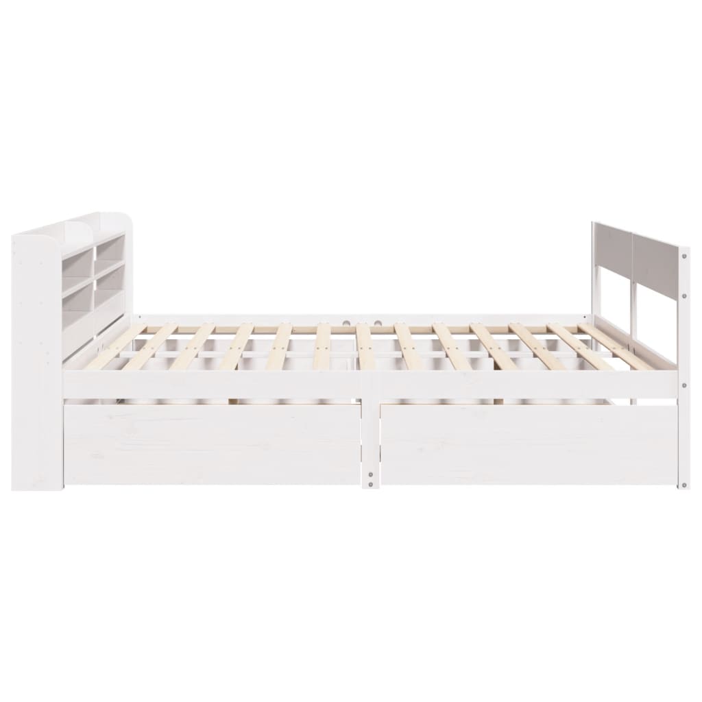 vidaXL Rama łóżka bez materaca, biała, 135x190 cm, lite drewno sosnowe