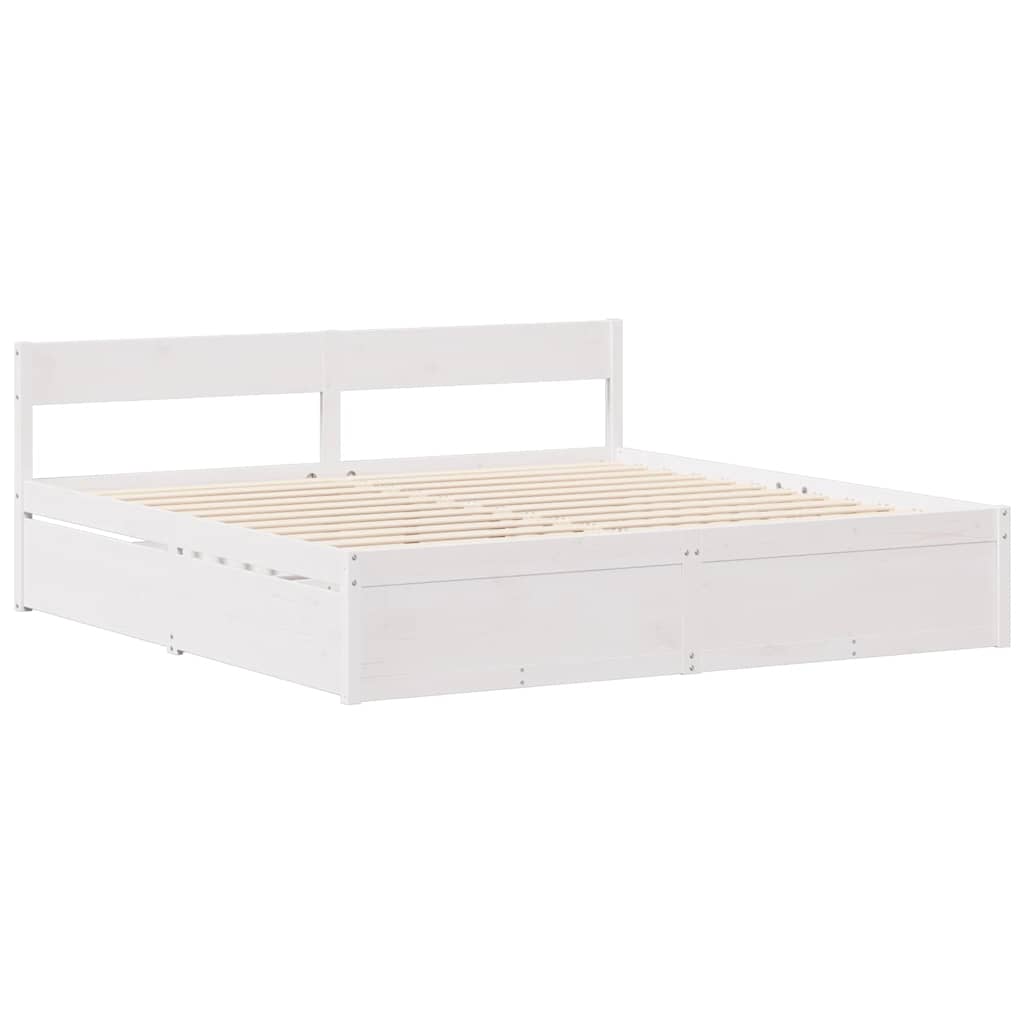 vidaXL Rama łóżka bez materaca, biała, 120x190 cm, lite drewno sosnowe