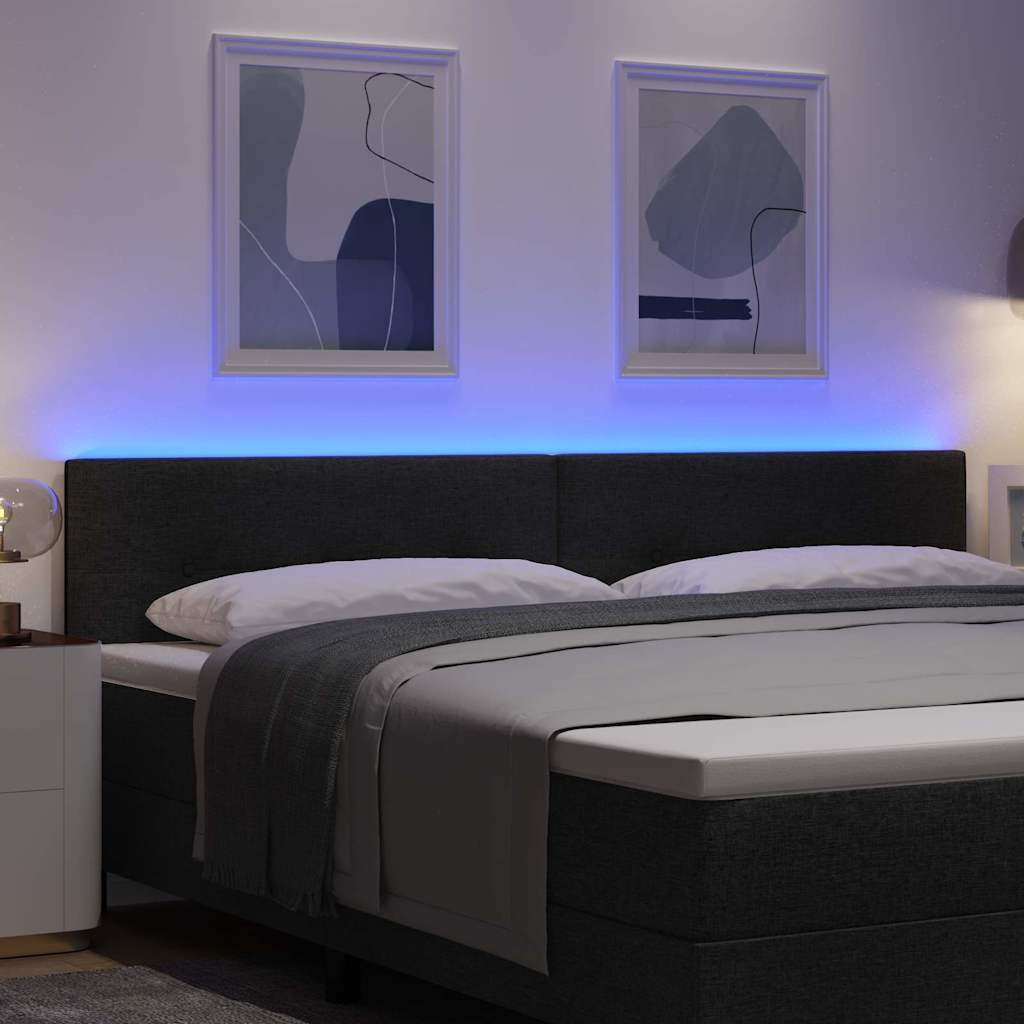 vidaXL Wezgłowie LED z paskami LED Z zagłówkiem Czarny 200 cm tkanina