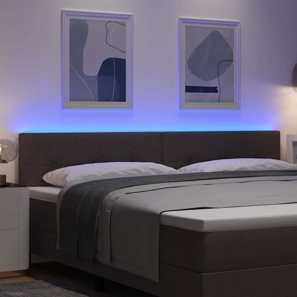 vidaXL Wezgłowie LED z paskami LED Ciemny brąz 200 cm tkanina