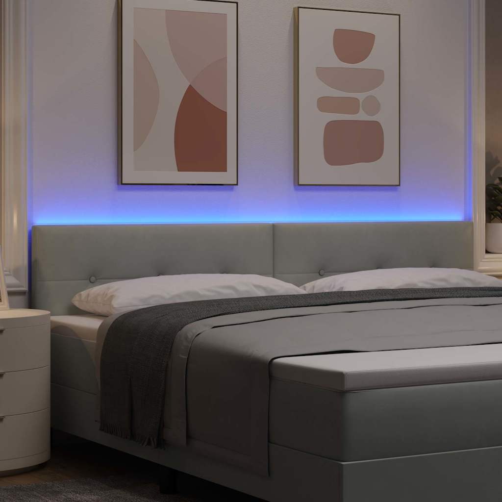 vidaXL Wezgłowie LED z paskami LED Jasnoszary 200 cm Aksamit
