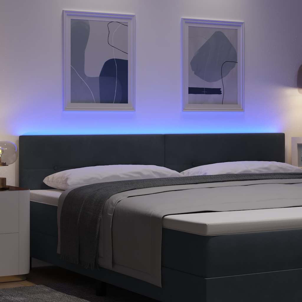 vidaXL Wezgłowie LED z paskami LED Szary 200 cm Aksamit