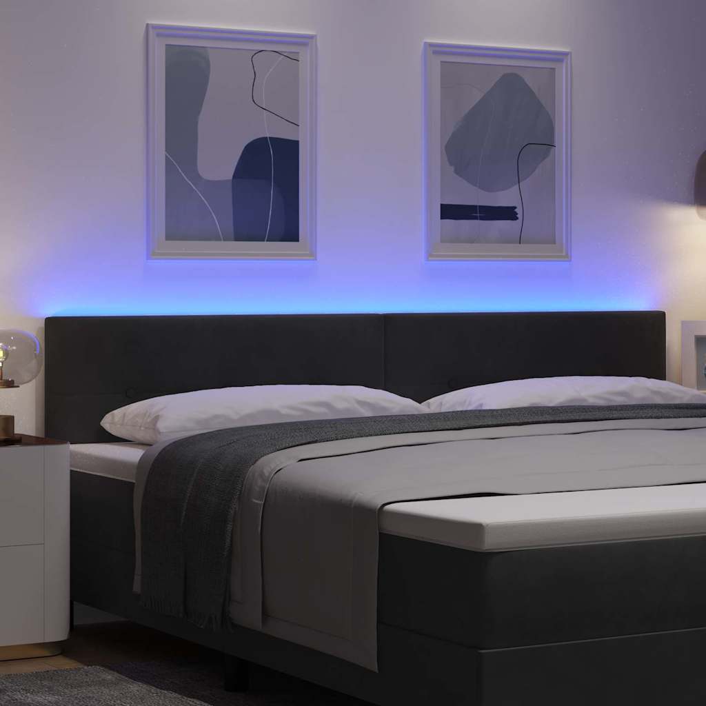 vidaXL Wezgłowie LED z paskami LED Czarny 200 cm Aksamit