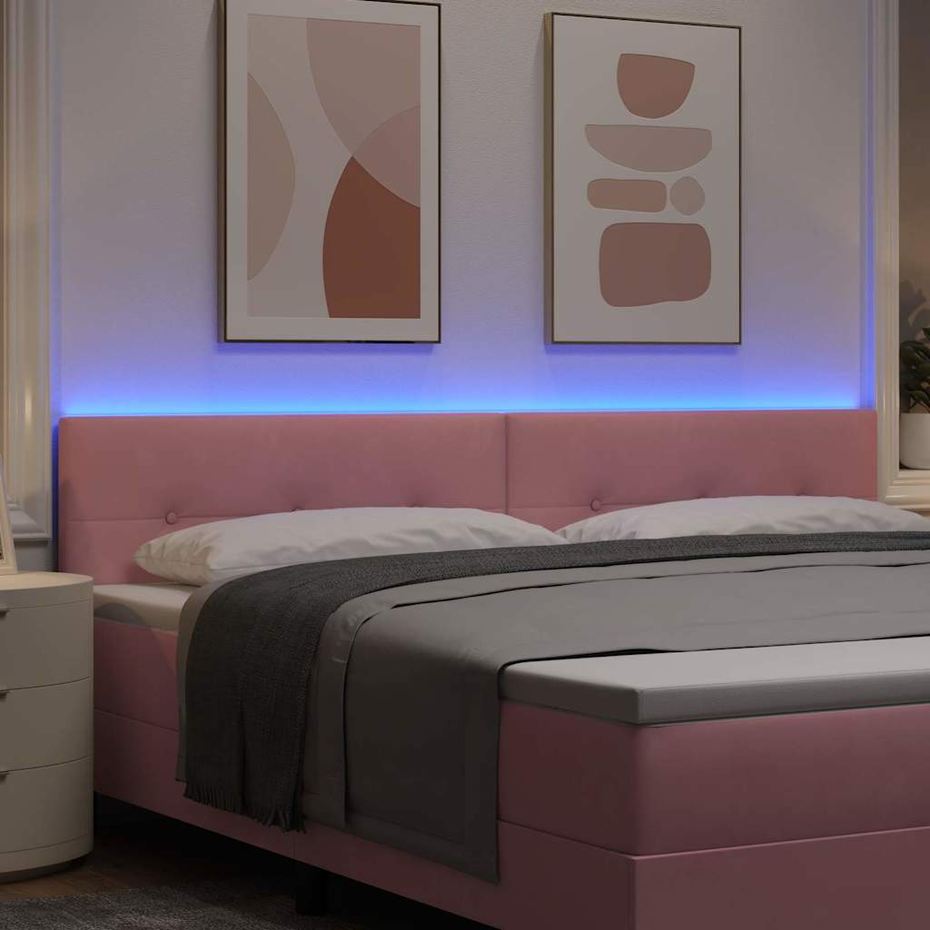 vidaXL Wezgłowie LED z paskami LED Różowy 200 cm Aksamit