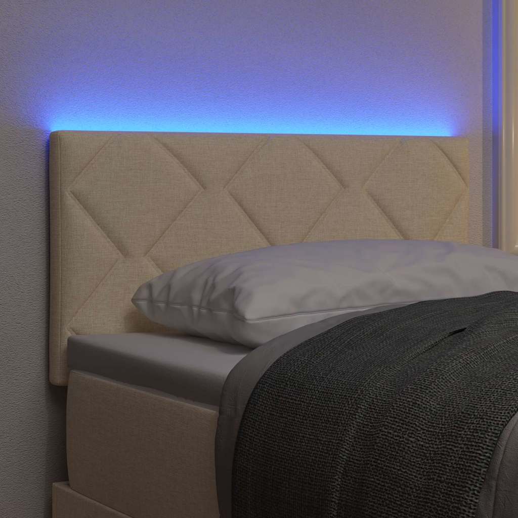vidaXL Wezgłowie LED Kremowy 80 cm tkanina