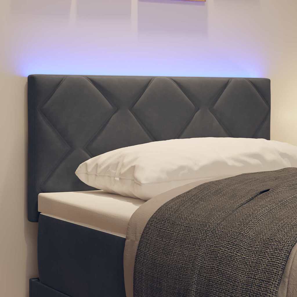 vidaXL Wezgłowie LED Ciemnoszary 80 cm Aksamit