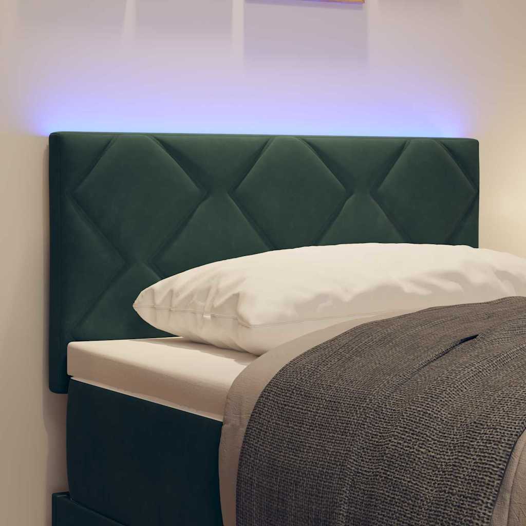 vidaXL Wezgłowie LED Ciemna zieleń 80 cm Aksamit