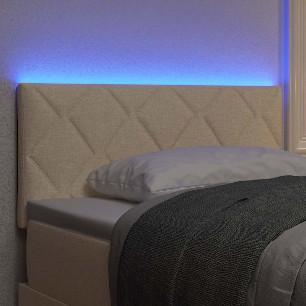 vidaXL Wezgłowie LED Kremowy 90 cm tkanina