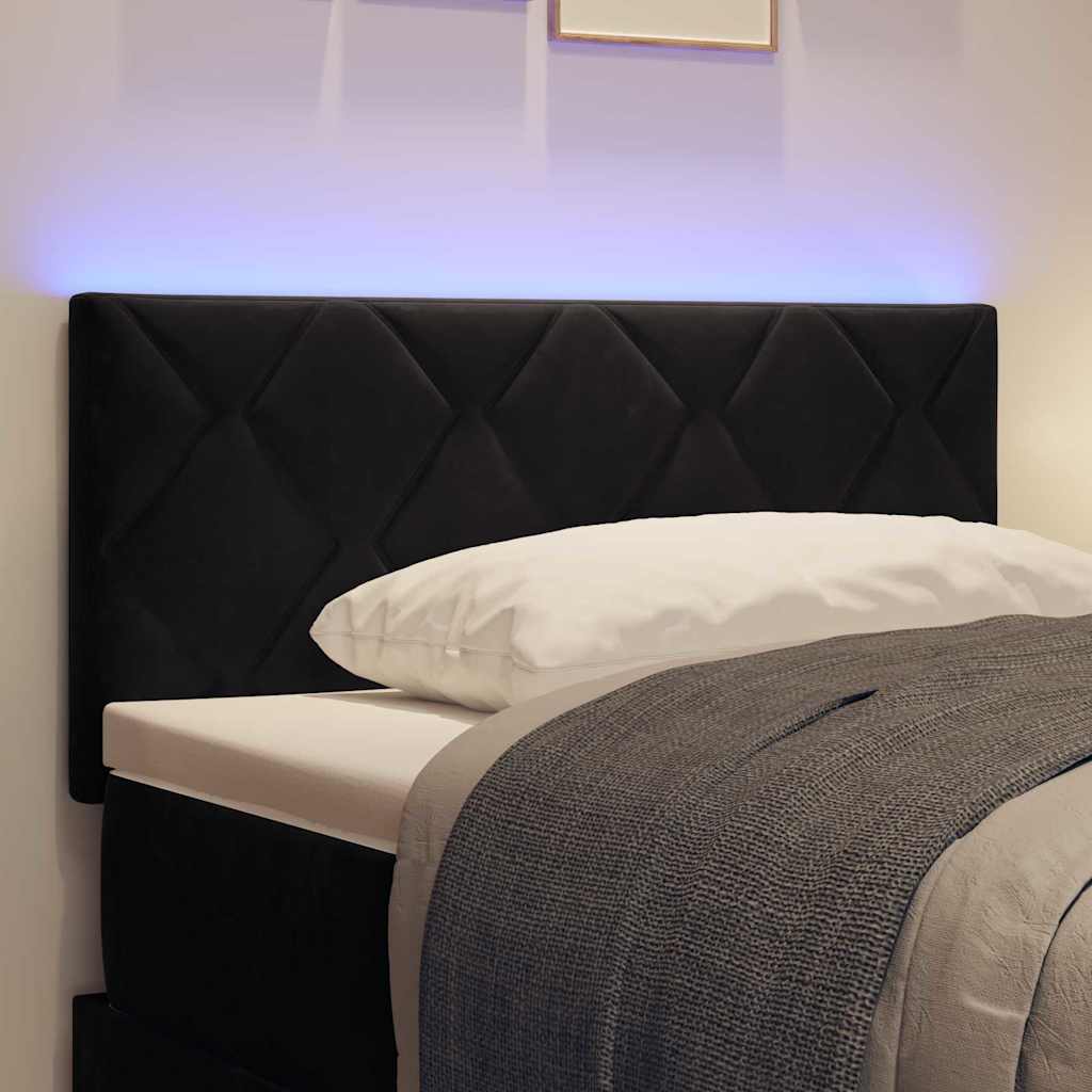 vidaXL Wezgłowie LED Czarny 90 cm Aksamit