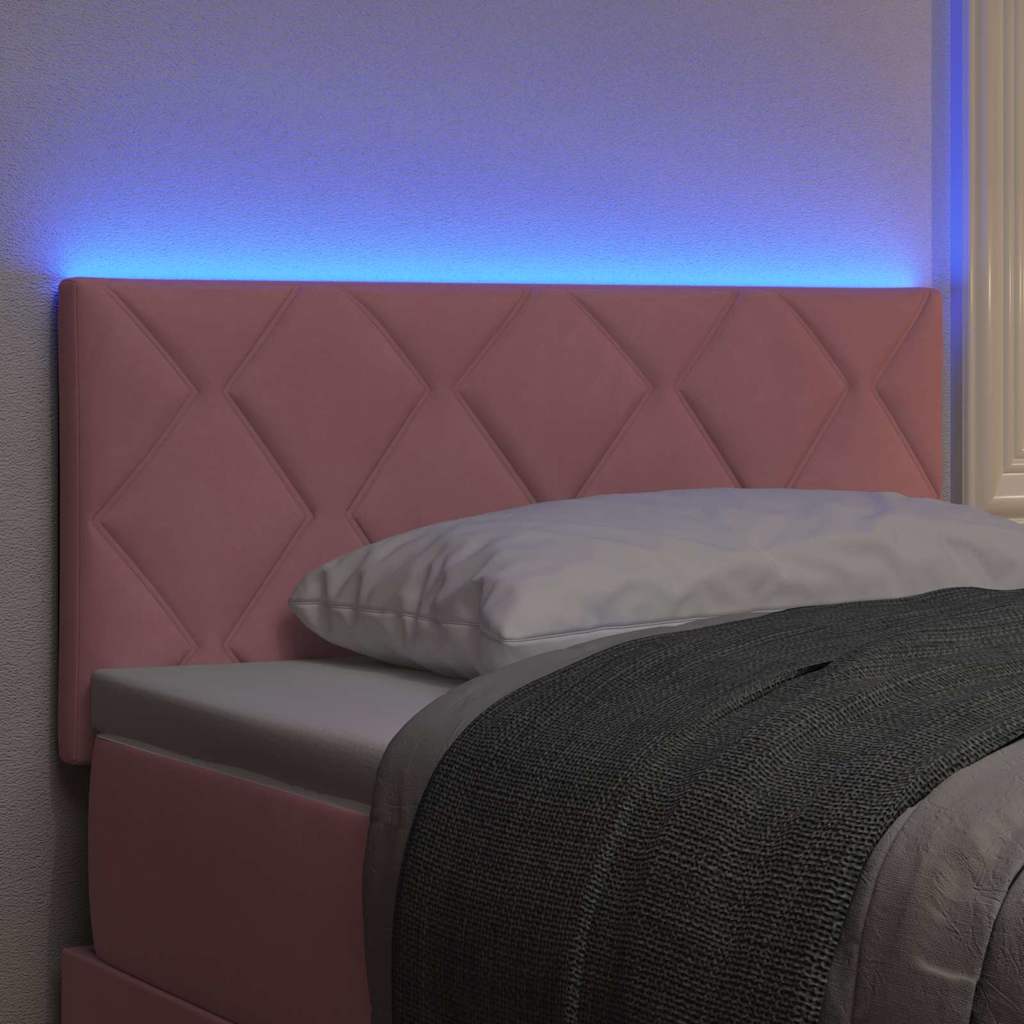 vidaXL Wezgłowie LED Różowy 90 cm Aksamit
