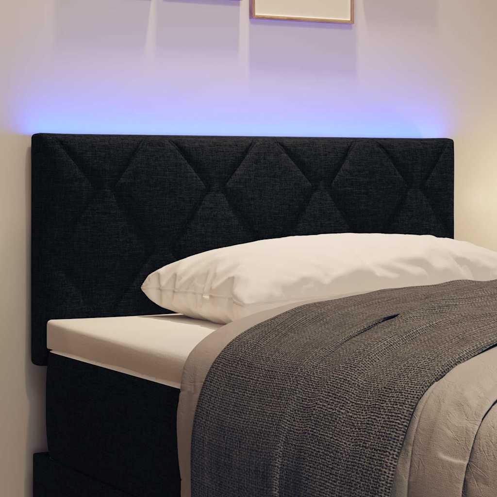 vidaXL Wezgłowie LED Czarny 100 cm tkanina