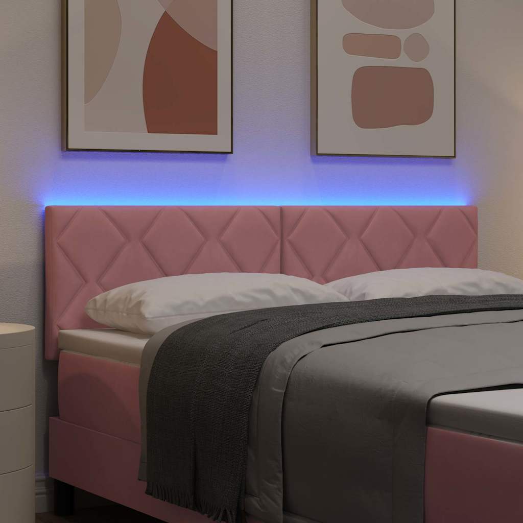 vidaXL Wezgłowie LED Różowy 144 cm Aksamit