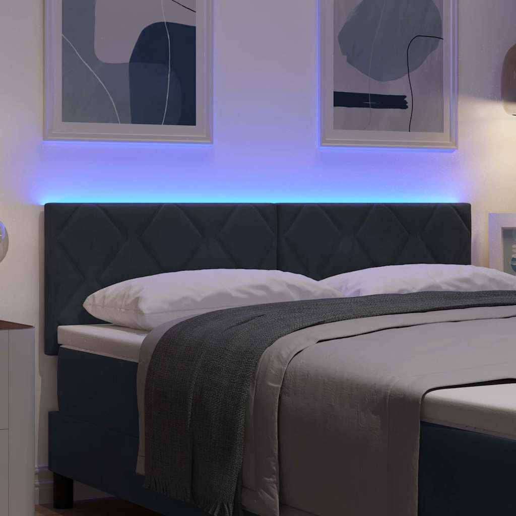 vidaXL Wezgłowie LED Ciemnoszary 160 cm Aksamit