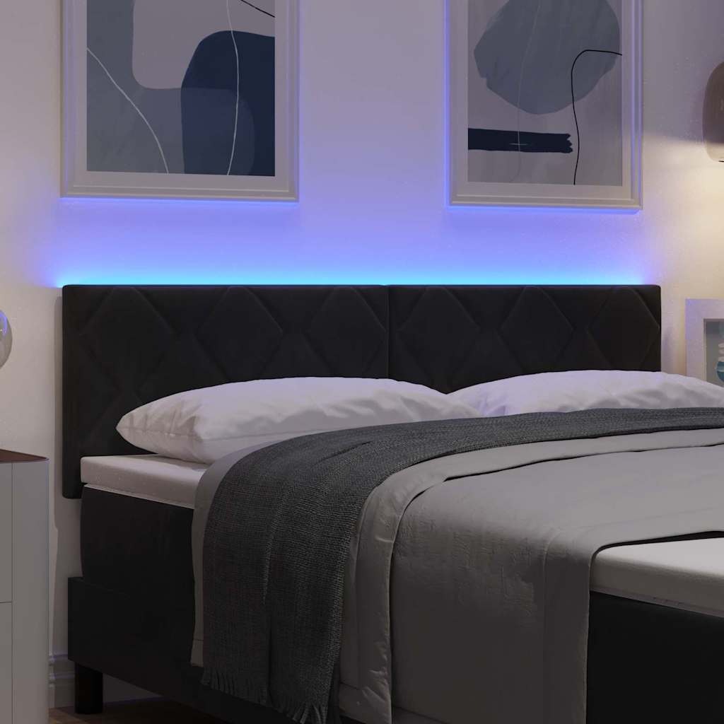 vidaXL Wezgłowie LED Czarny 160 cm Aksamit