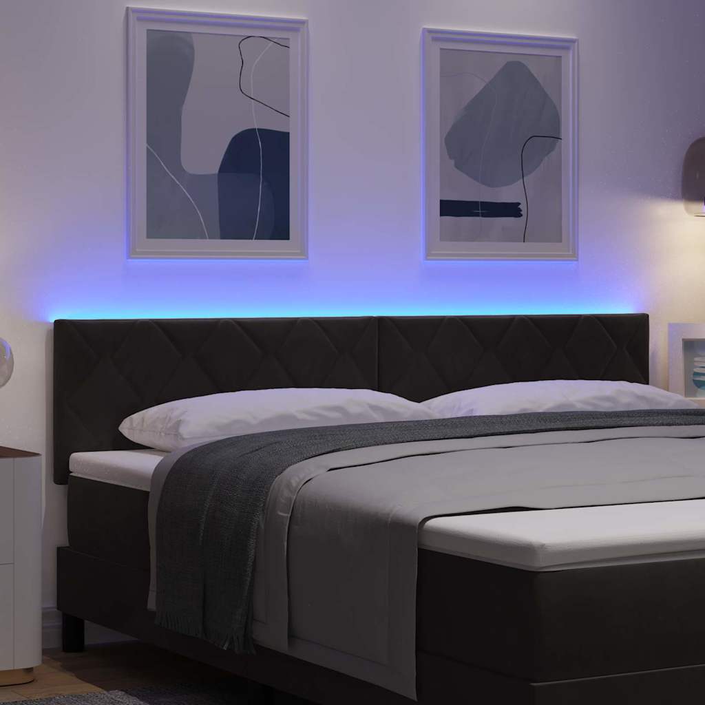 vidaXL Wezgłowie LED Czarny 180 cm Aksamit