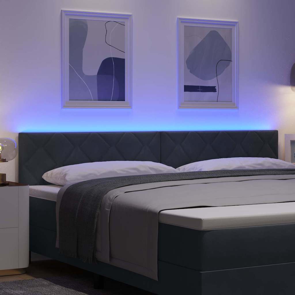 vidaXL Wezgłowie LED Ciemnoszary 200 cm Aksamit