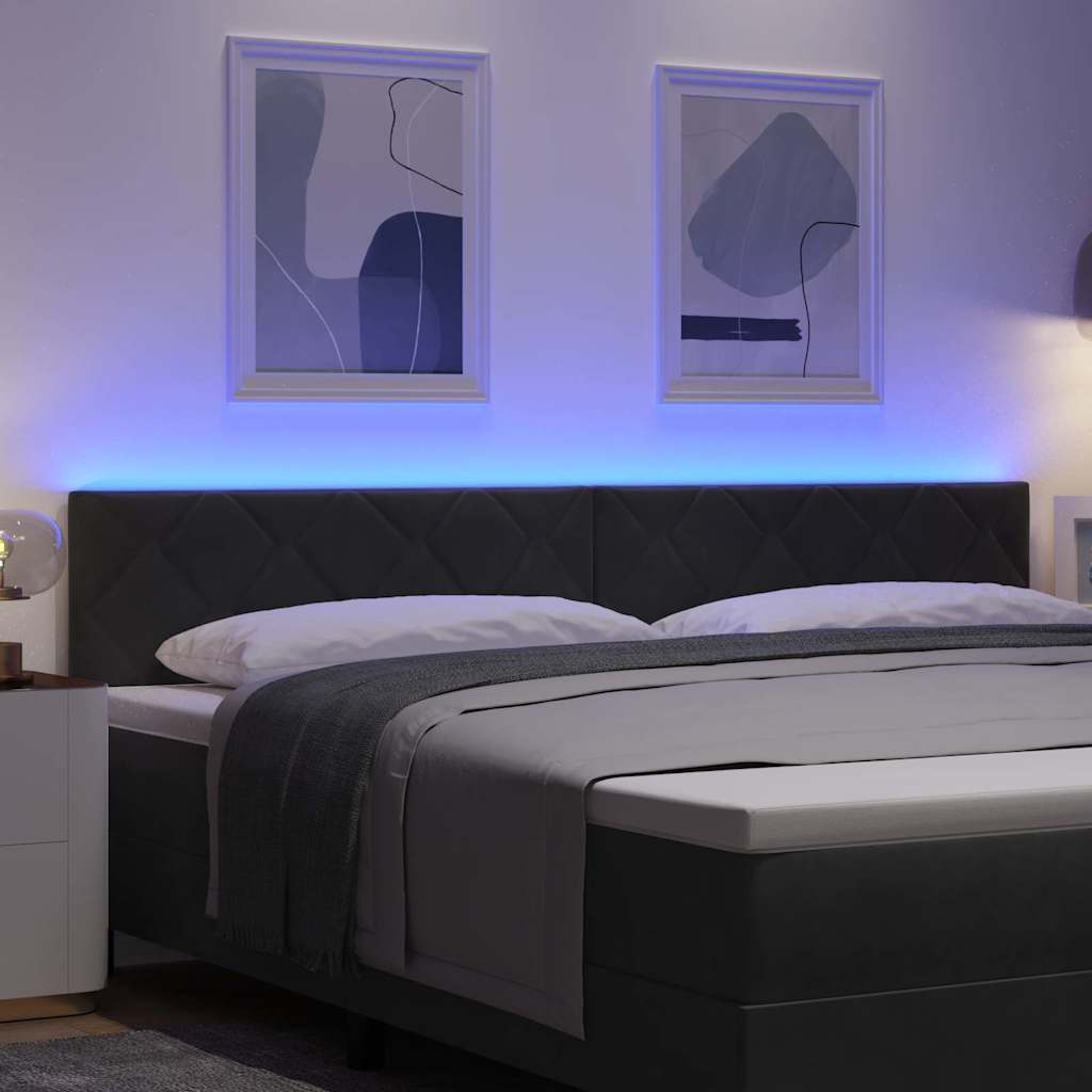 vidaXL Wezgłowie LED Czarny 200 cm Aksamit
